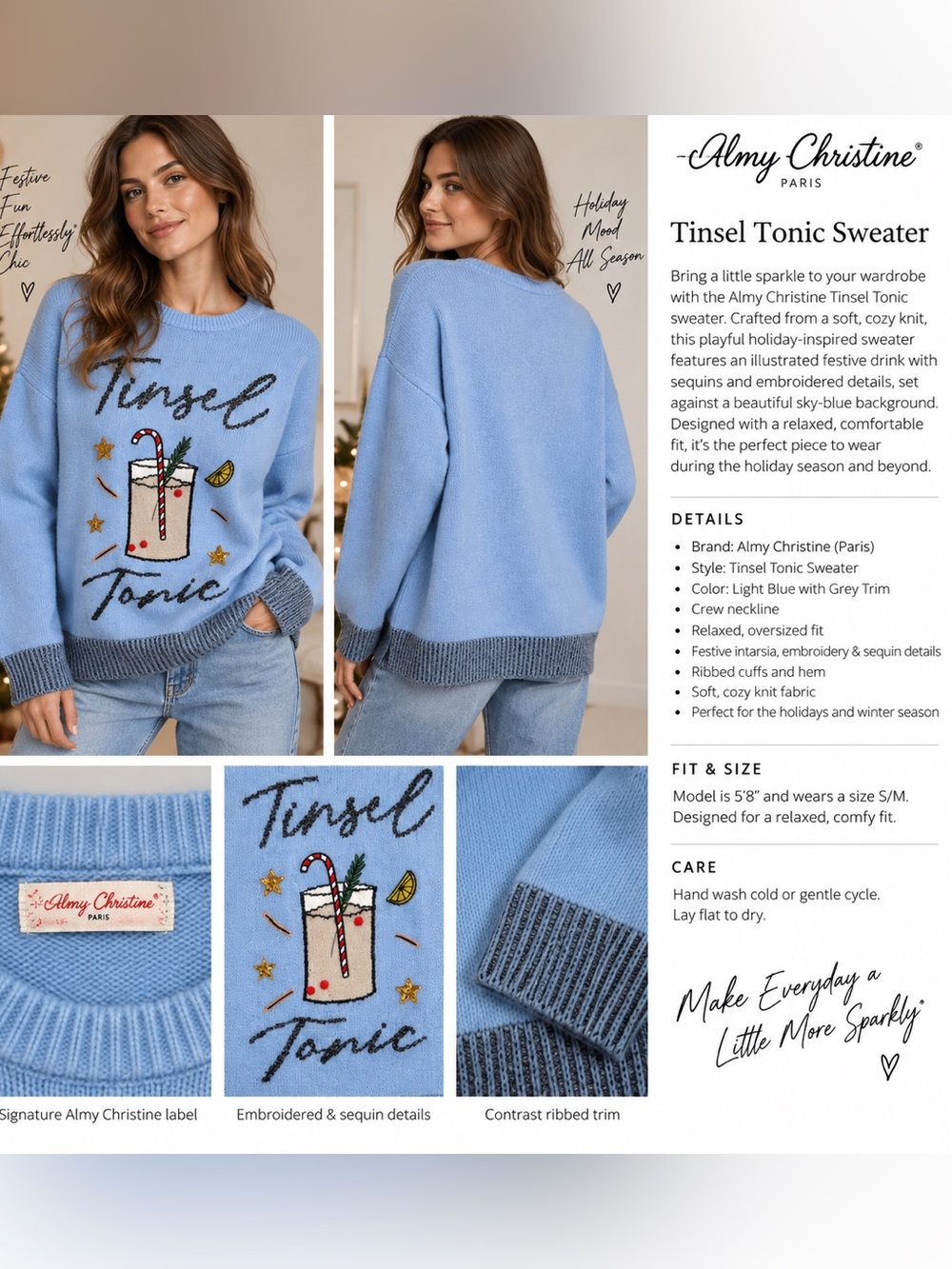 Vigoss Blue Christmas sweater IS XL